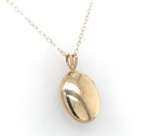 14k Yellow Gold Very Small Oval Locket Engraved Flower with Chain (#J6523)