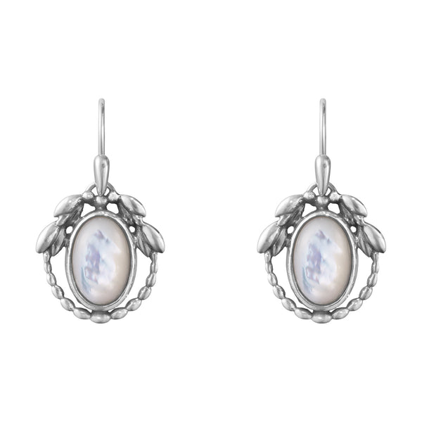 2021 Heritage Georg Jensen Sterling Silver Earrings Mother Of Pearl - New
