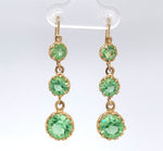 14k Yellow Gold Green Paste / Glass Vintage Dangle Earrings Jewelry (#J6264)