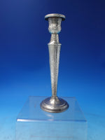 Arts & Crafts Hand Hammered 900 Silver Candlestick 7 1/2" Monogram R (#6141)