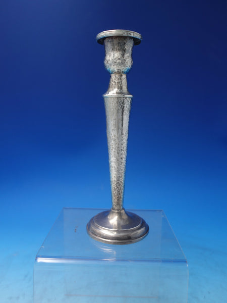 Arts & Crafts Hand Hammered 900 Silver Candlestick 7 1/2" Monogram R (#6141)