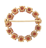 18k Yellow Gold Vibrant Orange Genuine Natural Citrine Circle Pin Brooch #J7295