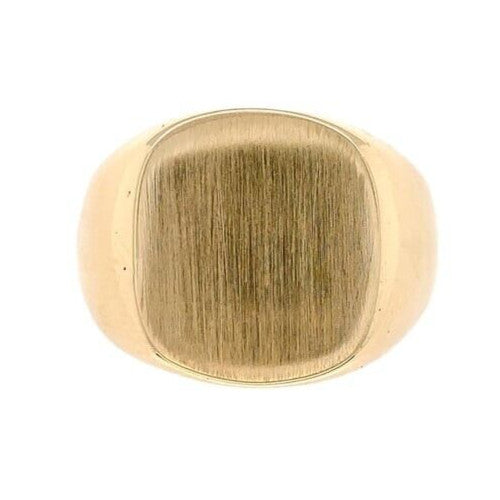 10k Yellow Gold Men's Blank Signet RIng with Brushed Finish Size 7.5 (#J6639)