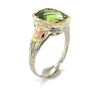 14k White Gold 3.24 Carat Cushion Cut Genuine Natural Peridot Ring (#J6551)