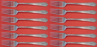 Mary II by Lunt Sterling Silver Regular Fork Set of 12 pcs 7 1/8" Flatware