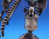 Dutch Sterling Silver Bell 3-D Clock Tower w/ Steps 3 Men Shield 8 3/4" (#7580)