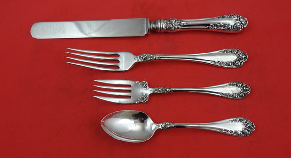 Rose By Wallace Sterling Silver Dinner Size Place Setting(s) 4-Piece Vintage