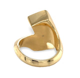 18k Yellow Gold Heavy Modern Genuine Natural Lapis Bypass Ring Size 6.25 #J7308