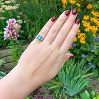 18k White Gold 3.99 Carat Teal Blue Genuine Natural Zircon Diamond Ring (#J6921)