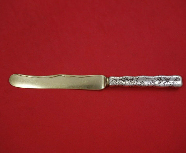 Lap Over Edge Acid Etched by Tiffany Sterling Silver Breakfast Knife GW w/ Lily
