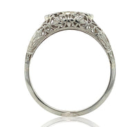 18k White Gold Three-Stone Genuine Natural Diamond Filigree Ring 8.75 (#J6821)