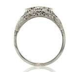 18k White Gold Three-Stone Genuine Natural Diamond Filigree Ring 8.75 (#J6821)