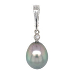 14k Gold Large 14.2mm Black Tahitian Pearl Enhancer Pendant Peacock Color #J7030