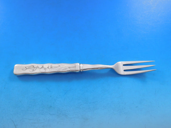 Lap Over Acid Etched by Tiffany Sterling Silver Fruit Fork HH AS Foliage 7"