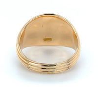 14k Yellow Gold Men's Signet Ring with Ribbed Lines Size 6.5 (#J6793)