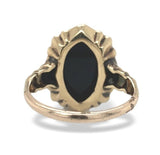 10k Yellow Gold Black and White Genuine Natural Agate Stone Cameo Ring (#J7057)