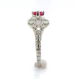 Art Deco 14k Gold Filigree Ring with .66ct Round Genuine Natural Ruby (#J6401)