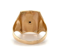 10k Yellow and White Gold Men's Ring with Crest Hand Engraved Size 9.75 (#J6353)
