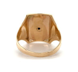 10k Yellow and White Gold Men's Ring with Crest Hand Engraved Size 9.75 (#J6353)