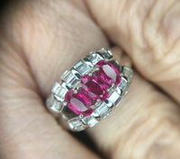 Fine Platinum Genuine Natural Ruby and Diamond Ring (#J3259)