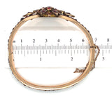 Genuine Natural Bohemian Garnet Bangle Bracelet with Rosette Center (#J7247)