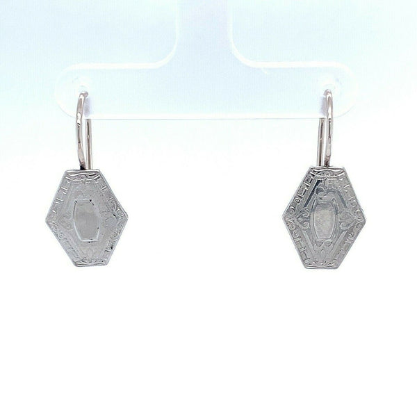 14k White Gold Top Cufflink Earrings with New Wires (#J5147)