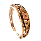 Victorian 9k Rose Gold Diamond Bangle Bracelet (#J5534)