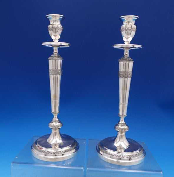 Bausi Bruno Italian .800 Silver Candlestick Pair Empire Styling 10" (#7386)