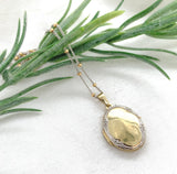 14k White Yellow Gold Locket w/18" 14k White Gold Chain Yellow Gold Beads #J7354