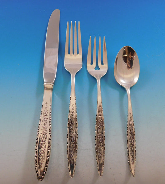 Floral Lace by Lunt Sterling Silver Flatware Set for 12 Service 54 Pieces