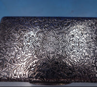 French .800 Silver Box Ornate Chasing w/ Snowflake Medallion GW Interior #6876