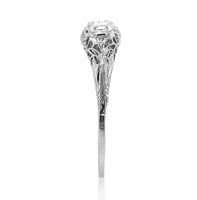 18k White Gold Three-Stone Genuine Natural Diamond Filigree Ring 8.75 (#J6821)