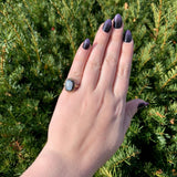 10k Yellow Gold Black and White Genuine Natural Agate Stone Cameo Ring (#J7057)