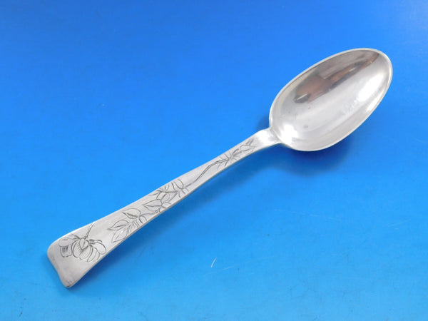Lap Over Acid Etched by Tiffany Sterling Silver Place Soup Spoon Large Orchid 7"