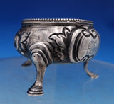Charles Boyton English Victorian Sterling Silver Salt Cellar Flowers Lion #7391