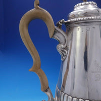 English Georgian Sterling Silver Tea Pot Wood Handle Pineapple Finial (#3961)