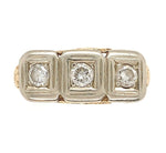 14k Yellow Gold Three Stone Genuine Natural Diamond FIligree Ring (#J6625)