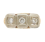 14k Yellow Gold Three Stone Genuine Natural Diamond FIligree Ring (#J6625)