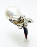 Platinum South Seas Pearl and Diamond Vintage Ring Jewelry (#J3460)