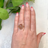 14k Rose Gold 7.22 Carat Oval Cabochon Cut Oregon Genuine Sunstone Ring (#J7536)