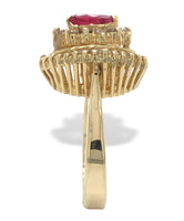 14k Yellow Gold Marquise Genuine Natural Ruby and Diamond Cocktail Ring (#J2748)