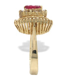 14k Yellow Gold Marquise Genuine Natural Ruby and Diamond Cocktail Ring (#J2748)