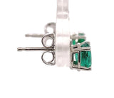 Platinum Oval .67ct TW Genuine Natural Emerald Stud Earrings Jewelry (#J7424)