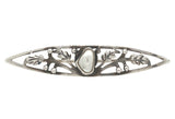 Sterling Freshwater Pearl Leaf and Berry Pin Handwrought Pierced Jewelry #J7048