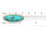 14k Yellow Gold Genuine Natural Turquoise Pin Signed "Bell" 1 1/4" (#J6048)