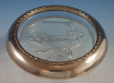 Sterling Silver and Glass Champagne Coaster with Sea Motif Fluted Edge (#2533)