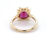 14k Gold Ring w/ Emerald Cut 3.51 Carat Genuine Natural Rhodolite Garnet #J6411