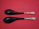 Rose Point by Wallace Sterling Silver Salad Serving Set w/ black nylon 11 3/4"