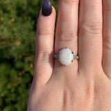 Platinum 2.80 Carat Genuine Natural Australian Opal Ring Size 7.75 (#J6990)