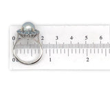 14k White Gold 9mm Blue Akoya Pearl and Aquamarine Ring Size 7 Jewelry (#J7067)